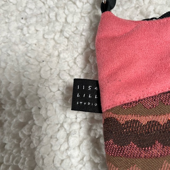 Lisa Lill Studio Y2K Pink Brown Patterned Fabric Shoulder Bag - Picture 5 of 8